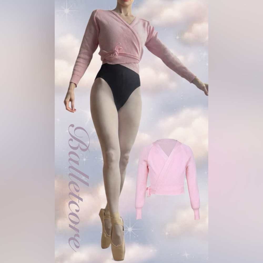 🩰 Pink Ballet Wrap Cardigan - Tappers and Pointers